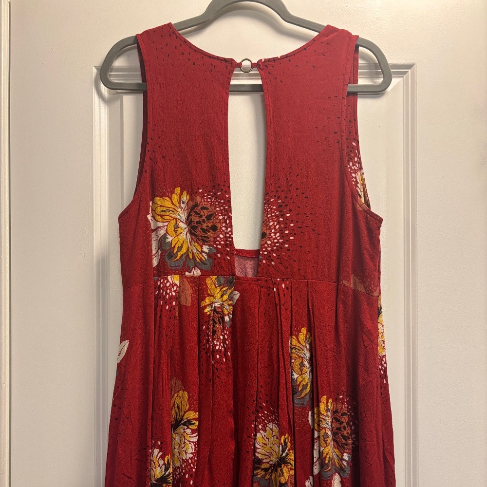 Free People Movement boho red floral mini dress, Size Small